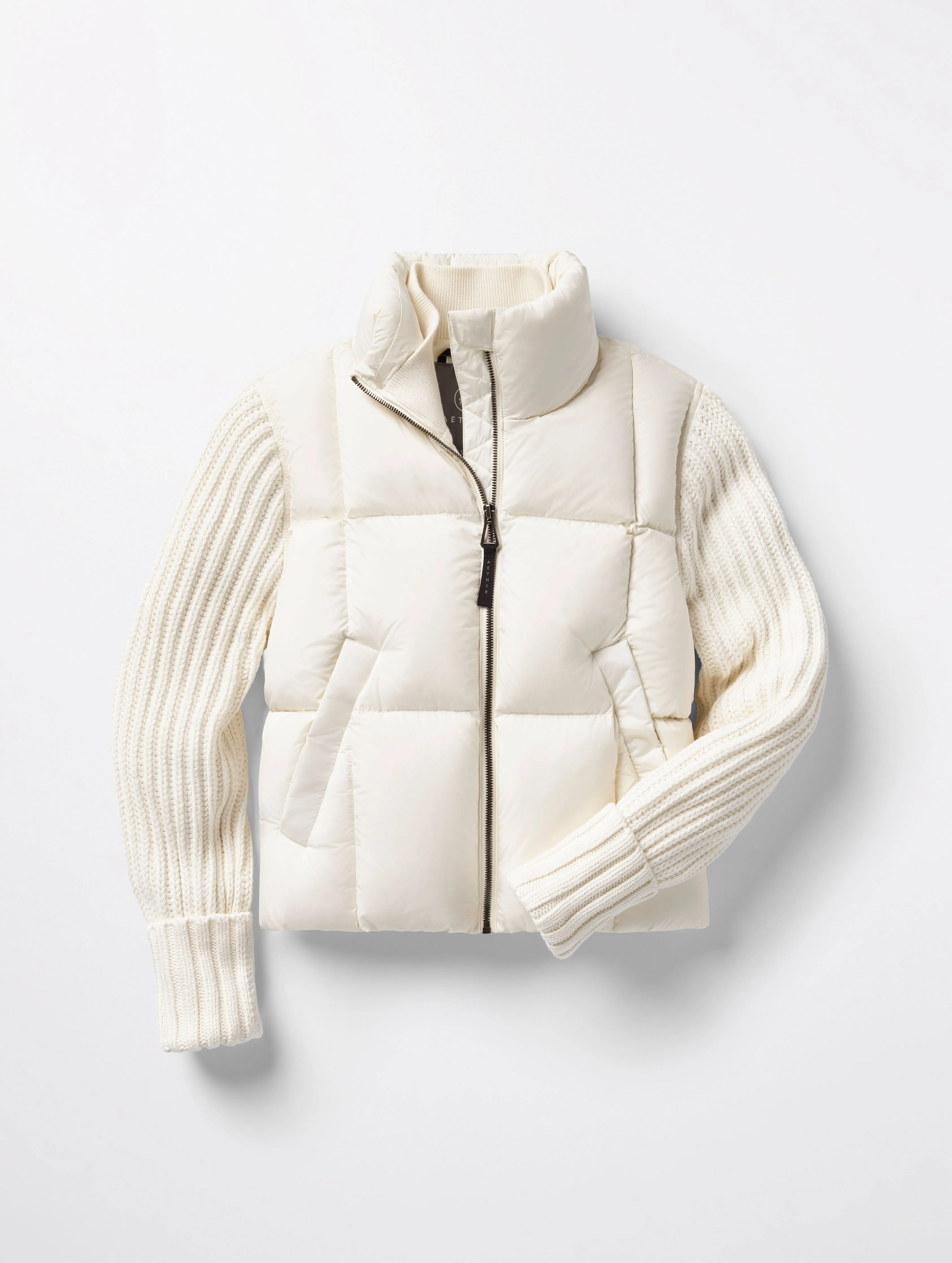 Nina Cardigan-Sleeve Down Jacket - Winter White