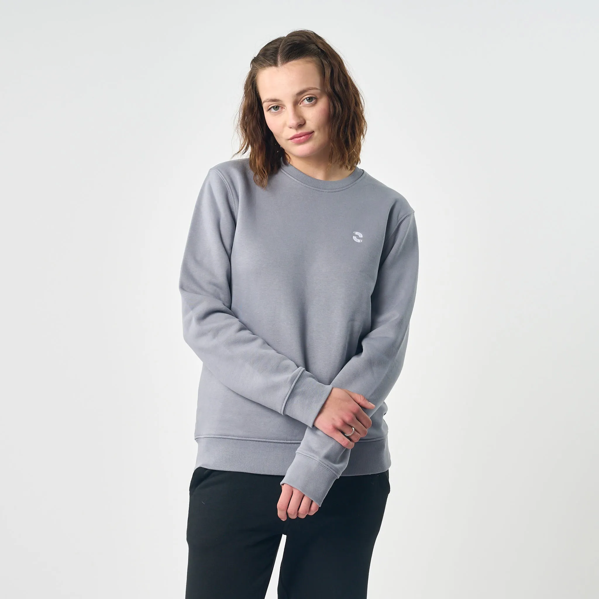 Omnitau Women's Prime Organic Cotton Crew Neck Sweatshirt - Light Grey