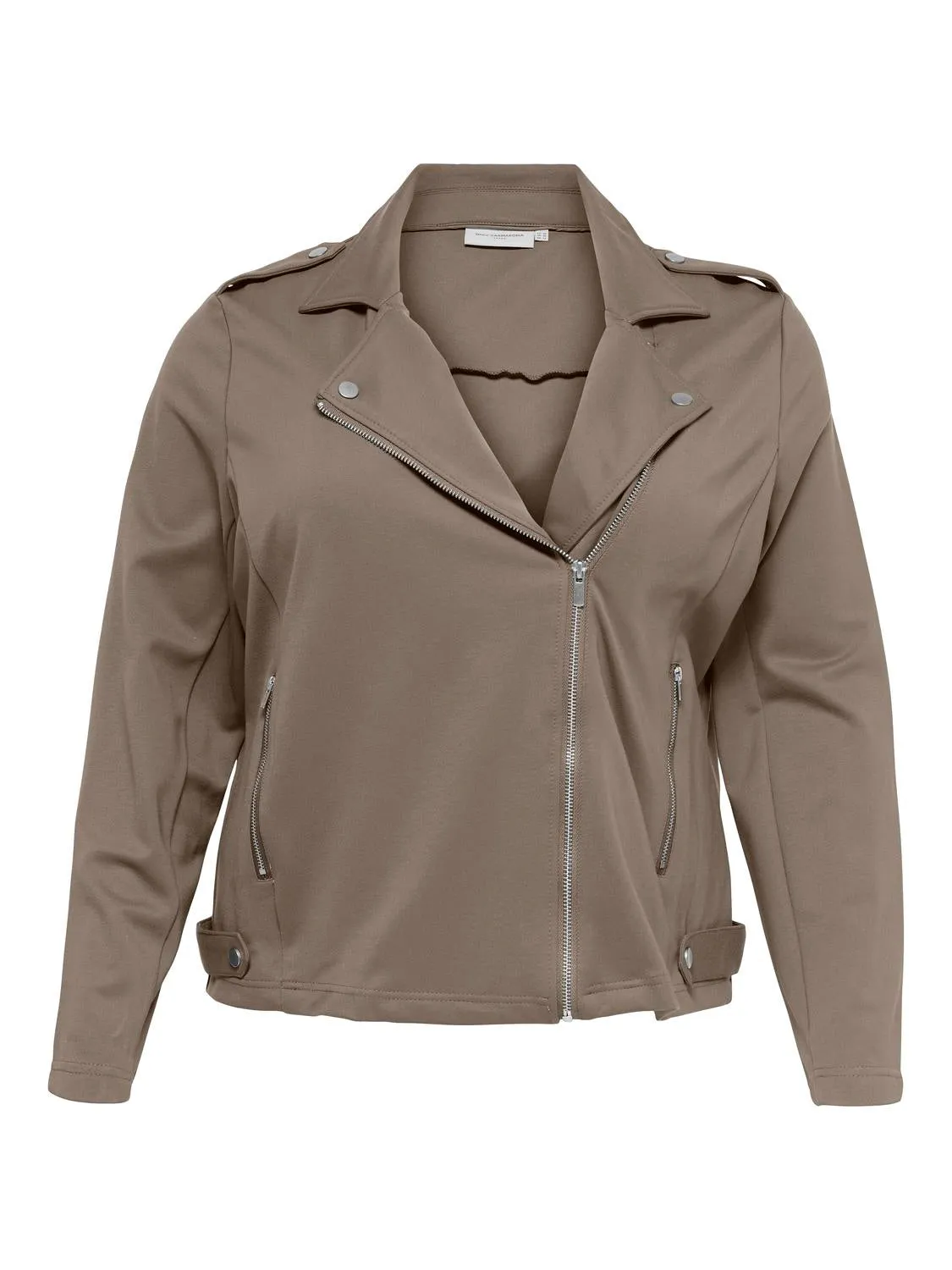 Only Carmakoma Jersey Biker Jacket in Taupe