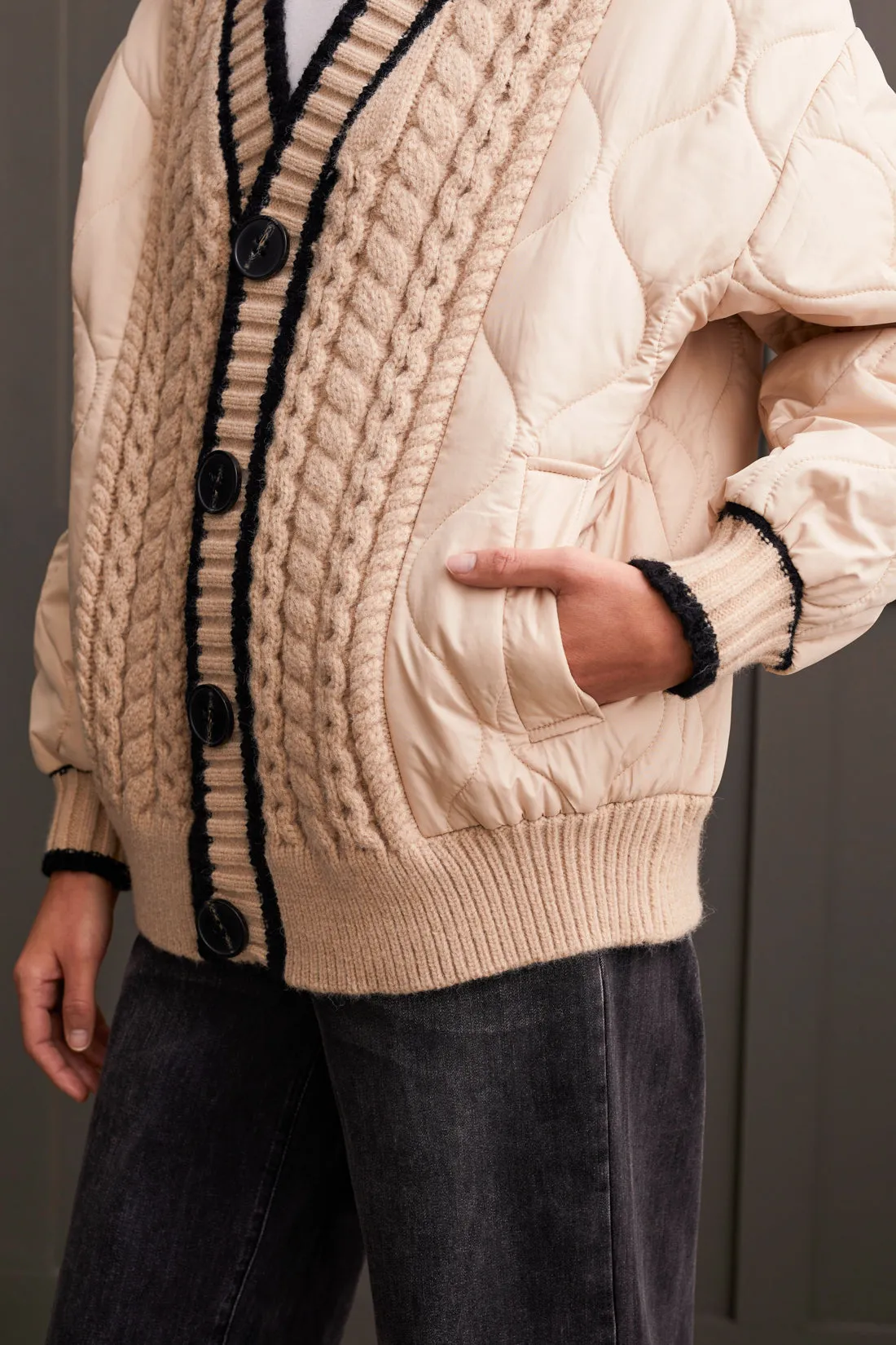 Quilted Cardigan Sweater Jacket