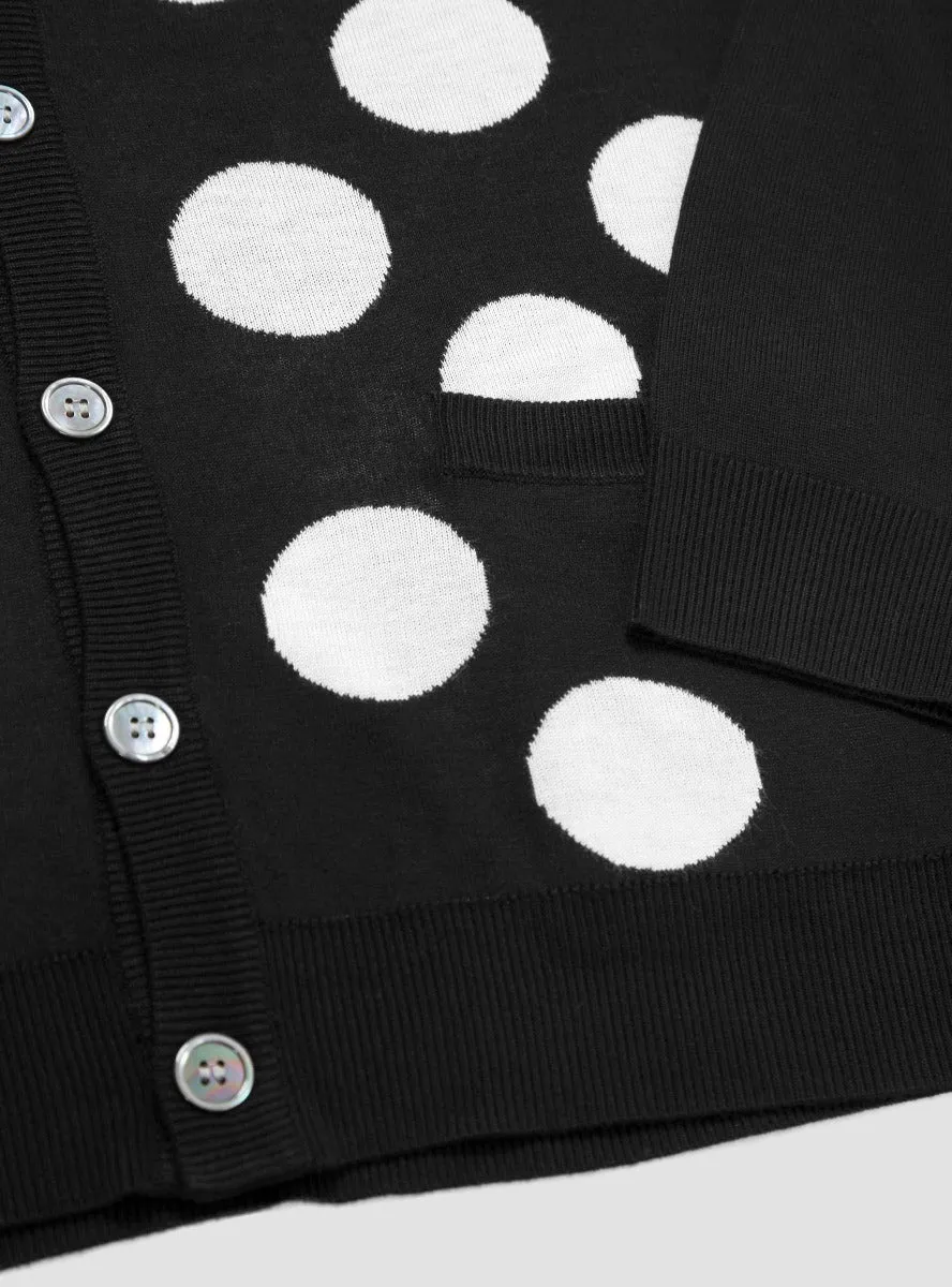 Rayon Dot Cardigan Black