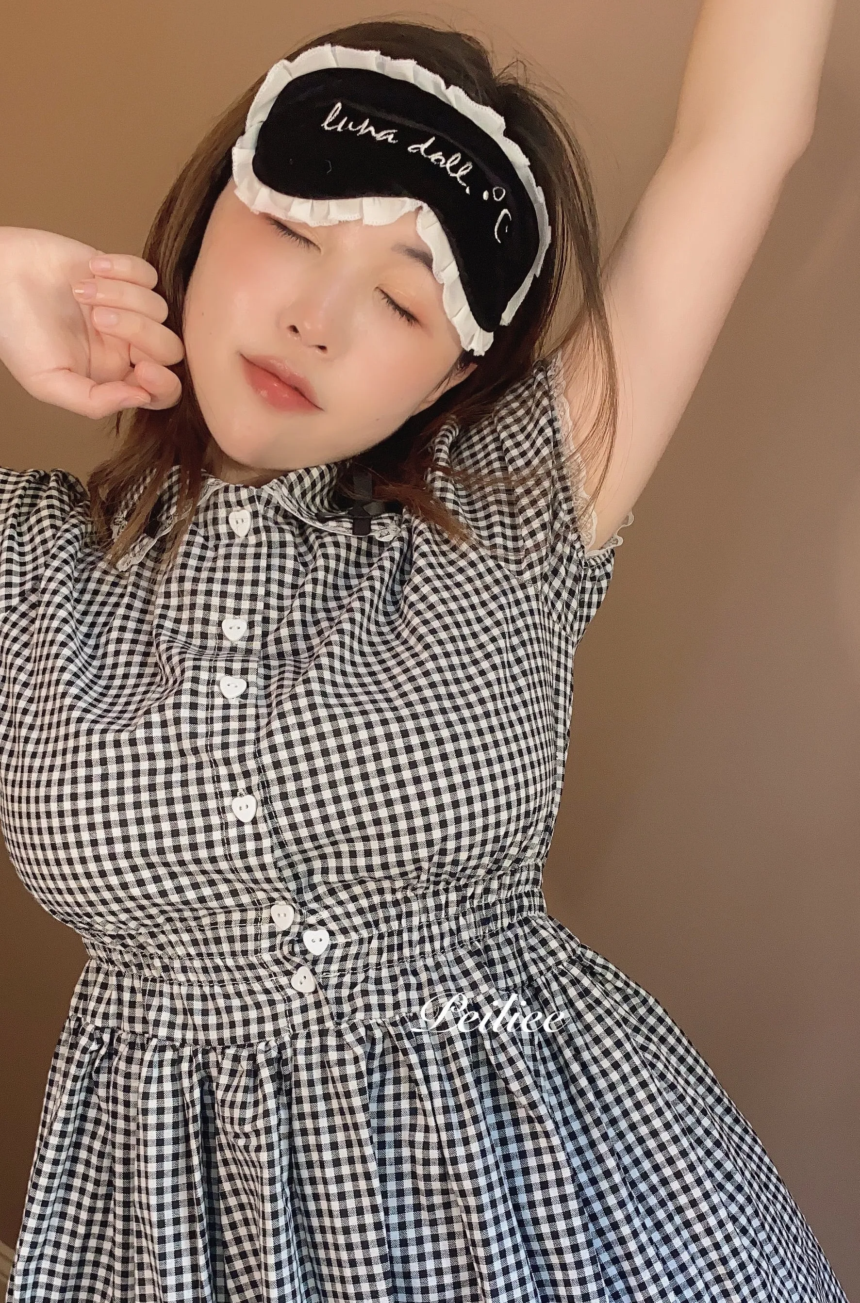 Sweden Warehouse [By Peiliee] Afternoon Tea At Tiffany Gingham Babydoll Mini Dress Lolita 1997 style