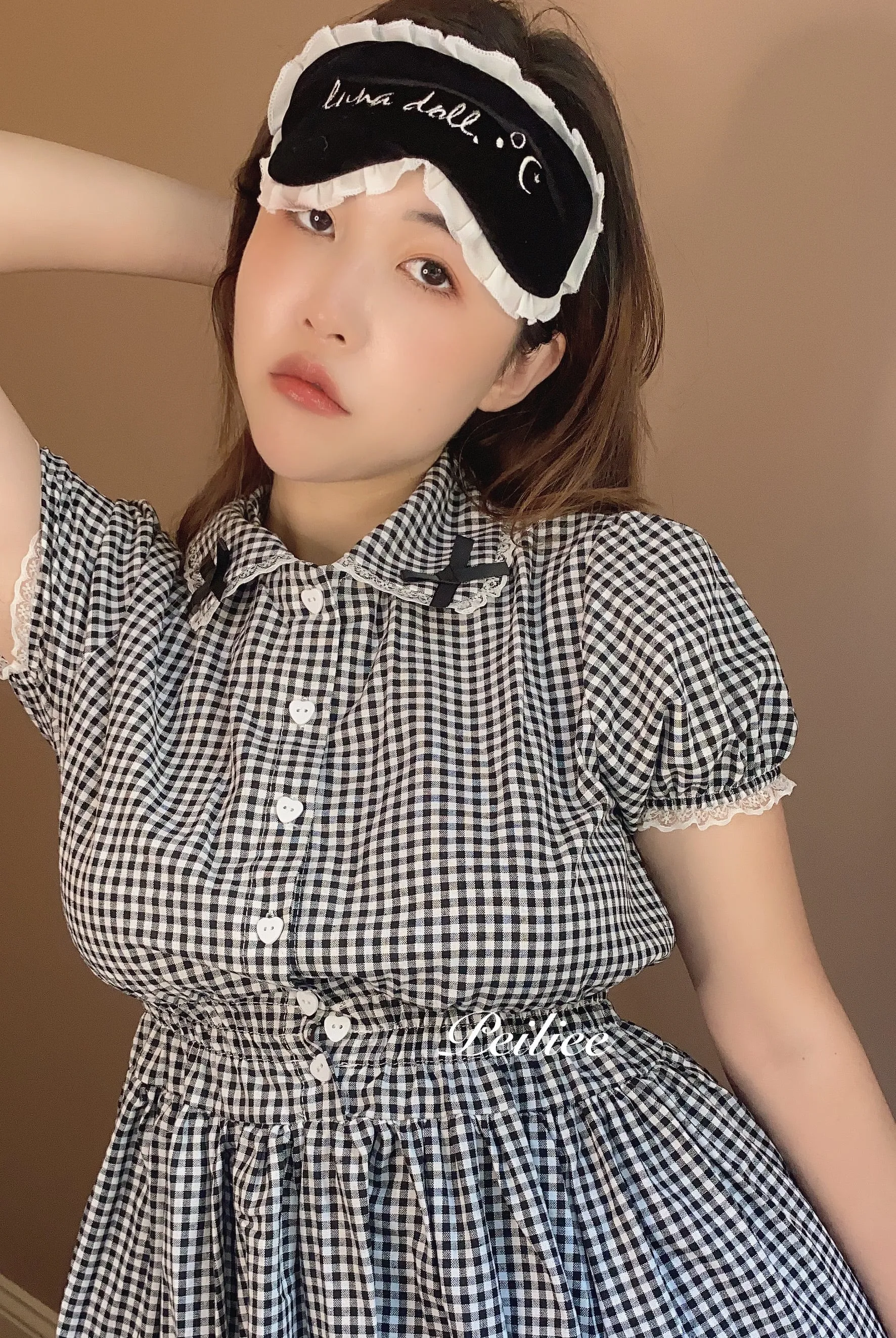 Sweden Warehouse [By Peiliee] Afternoon Tea At Tiffany Gingham Babydoll Mini Dress Lolita 1997 style