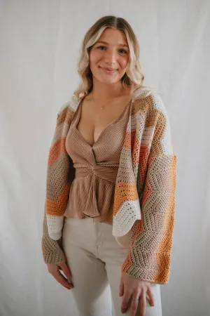 The Valeria Stripe Crochet Cardigan - PLUS