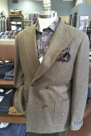 Tony The Tailor Taupe/Burgundy Houndstooth DB Jacket