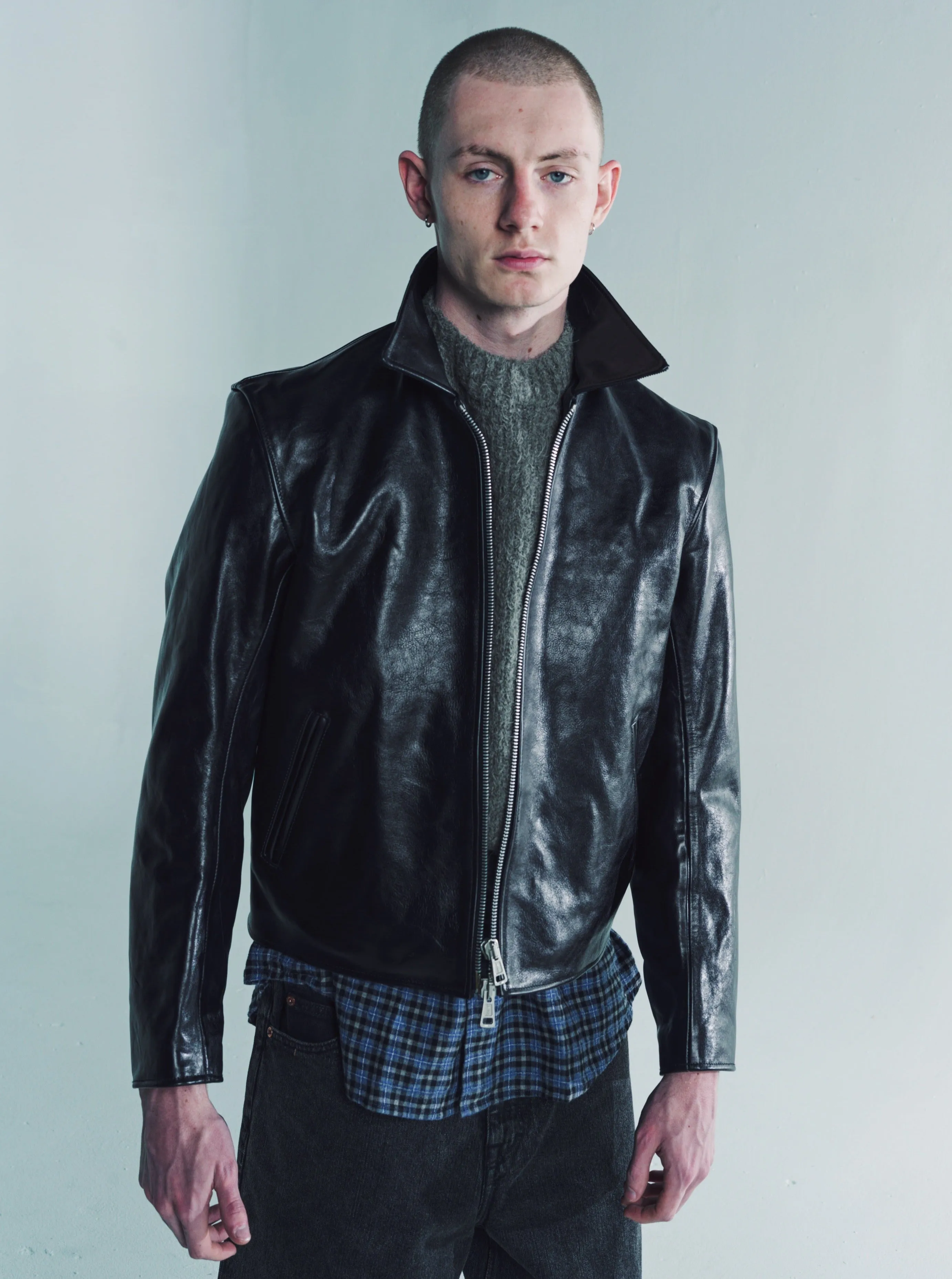 Top Dyed Black Leather Mini Jacket