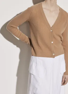 Vince - Ribbed Raglan Cardigan in Light Dune