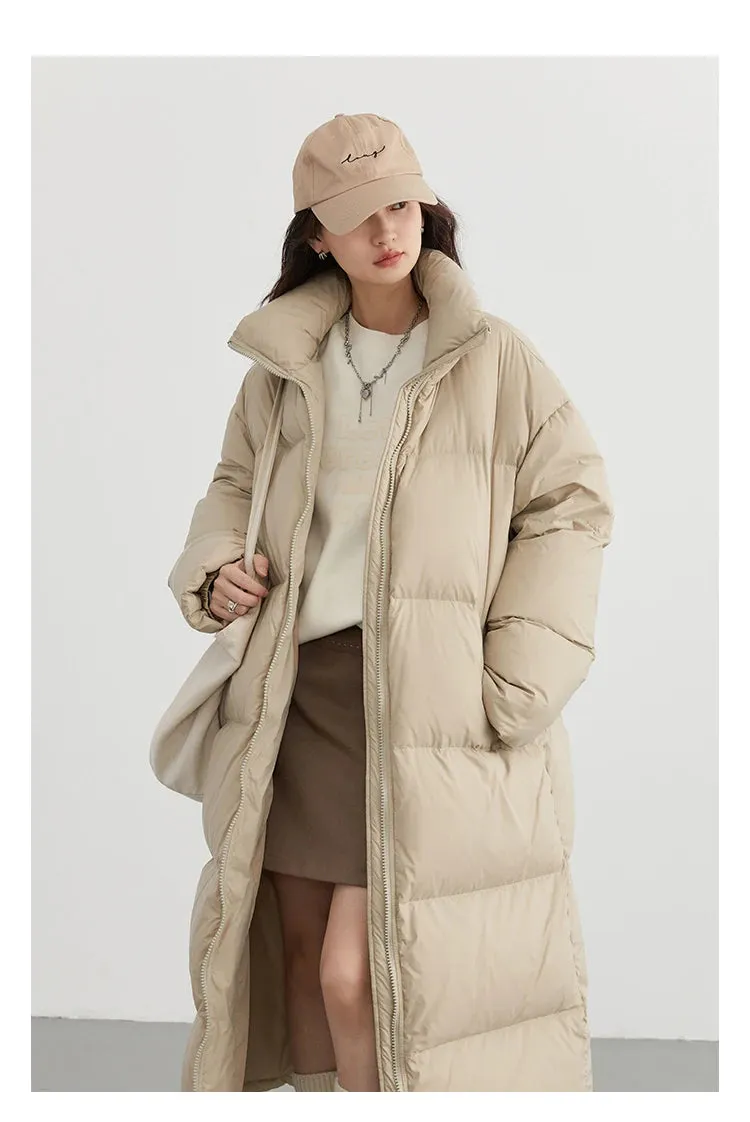 Warm Chic Long Thick Puffer Jacket Autumn Coat Knee Length Jacket