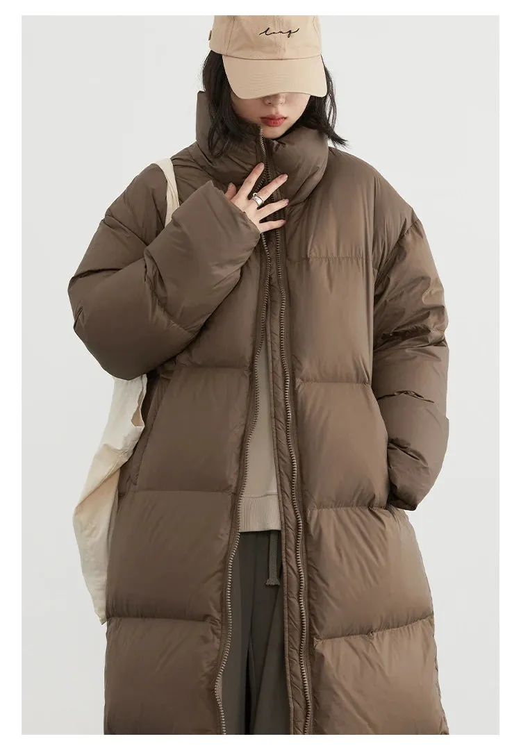 Warm Chic Long Thick Puffer Jacket Autumn Coat Knee Length Jacket